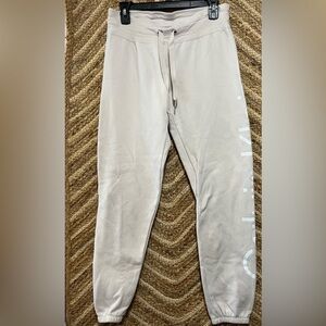 Calvin Klein Performance Women's Cream Jogger Sweatpants with Logo, Size small